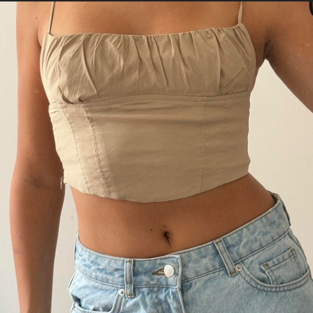 Zara Crop Bustier Top Tan Size Medium Women's Tan Crop Top